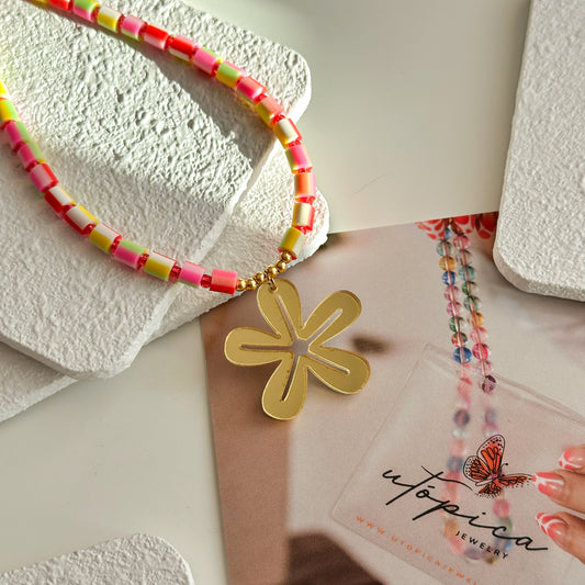 Pink Floral Chocker Necklace