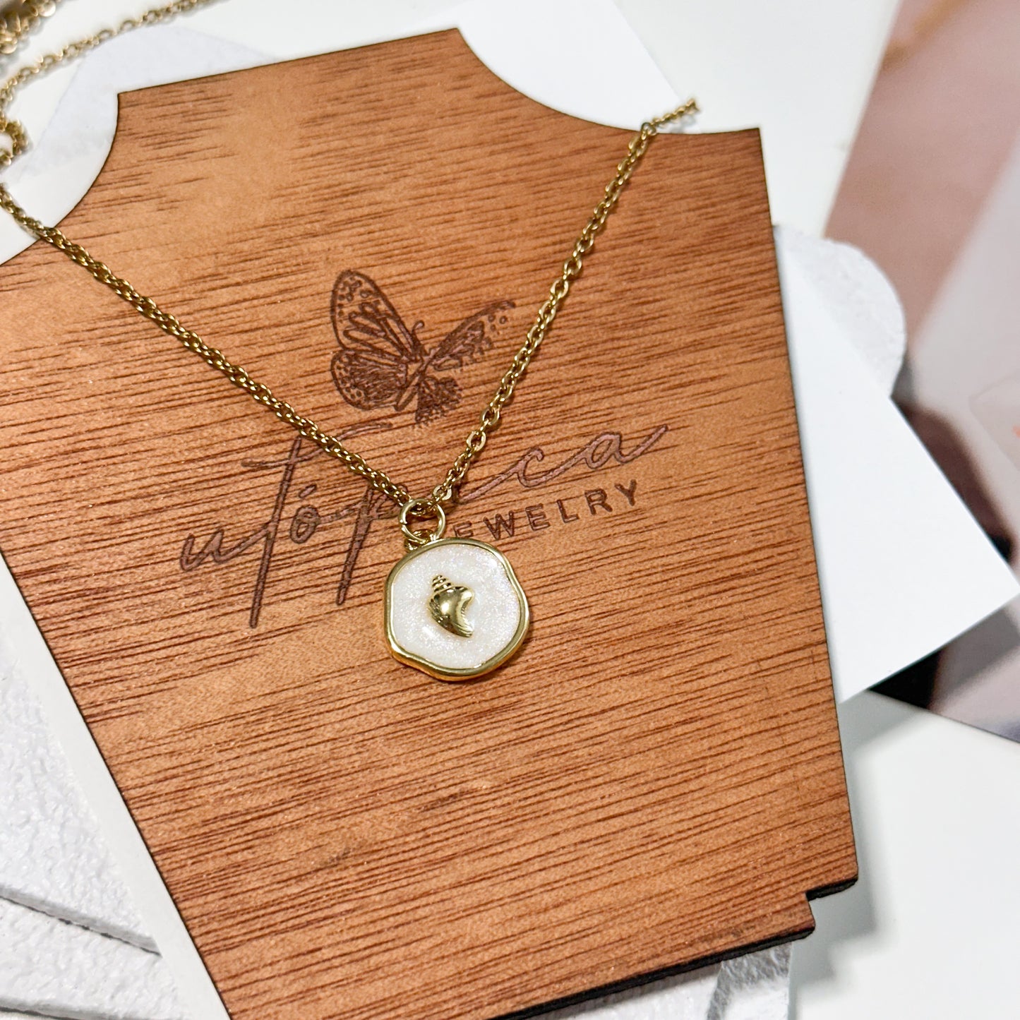 Fossil Seashell Chain Necklace