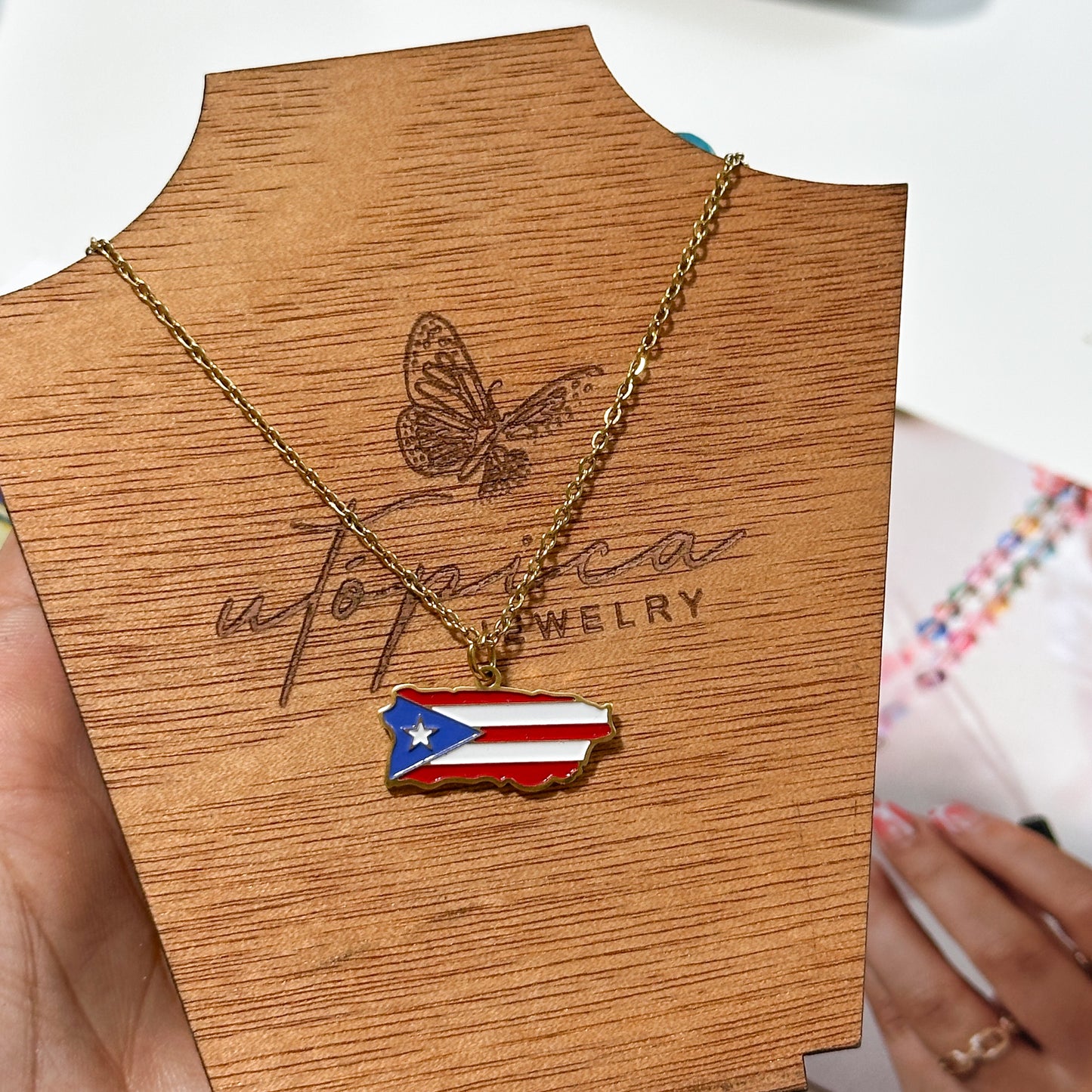 Puerto Rico Flag Map Chain
