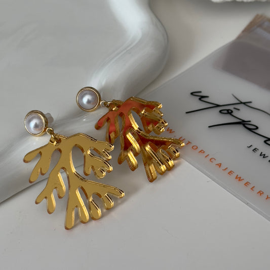 Coral Gold Earrings