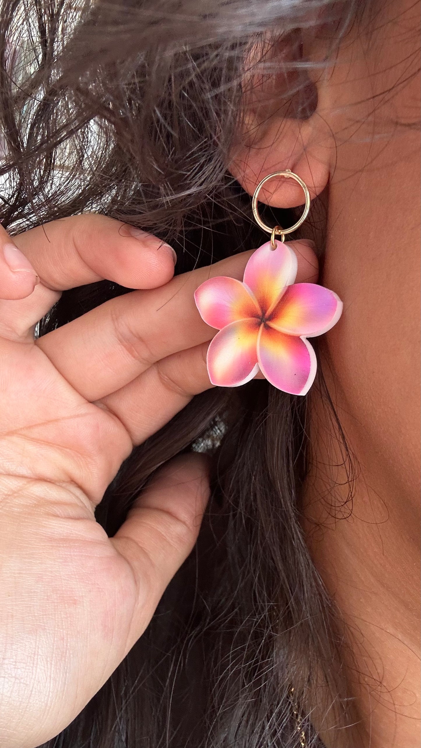 Pink Hibiscus Earrings
