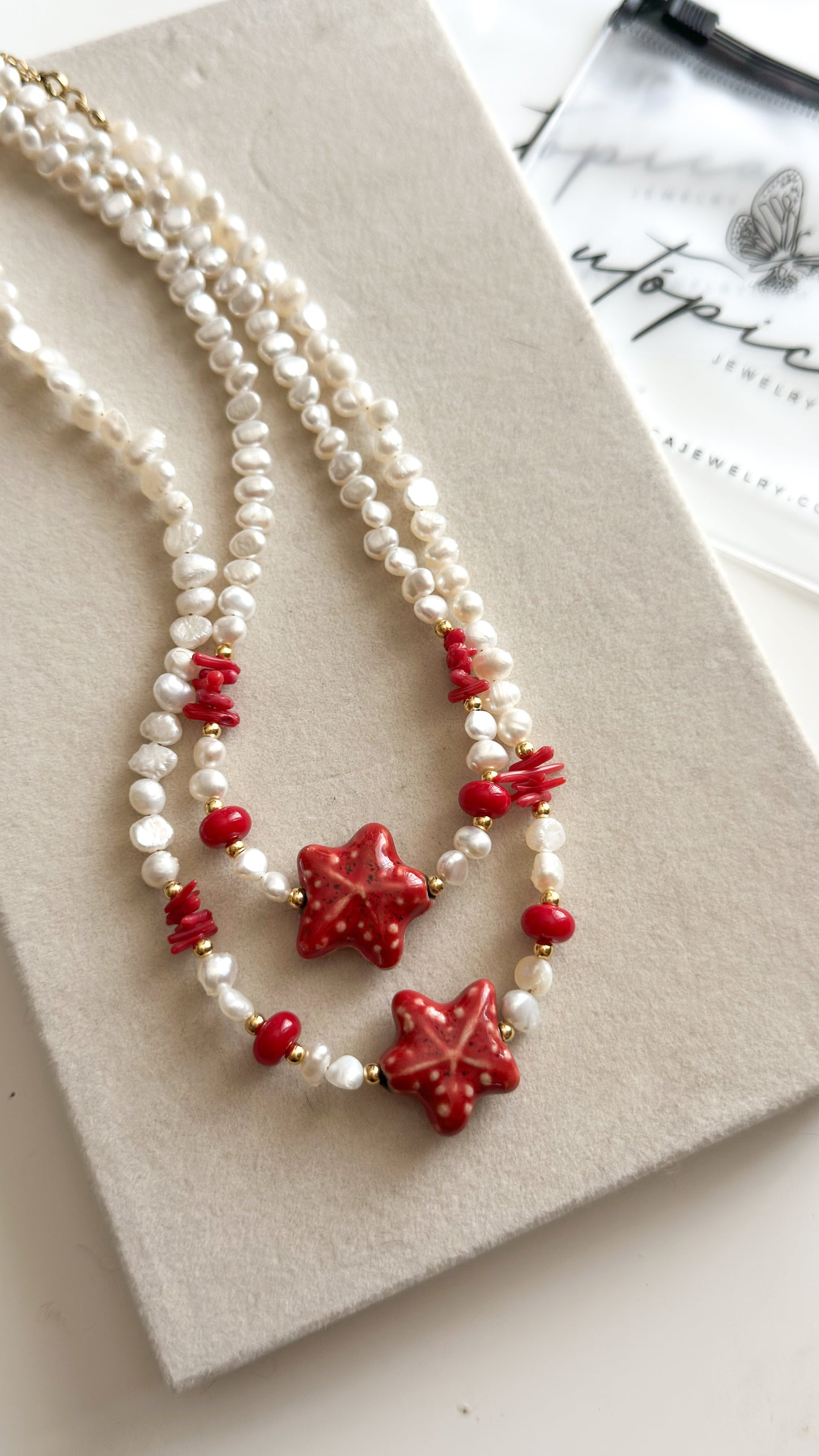 Lanie Red Pearl Necklace