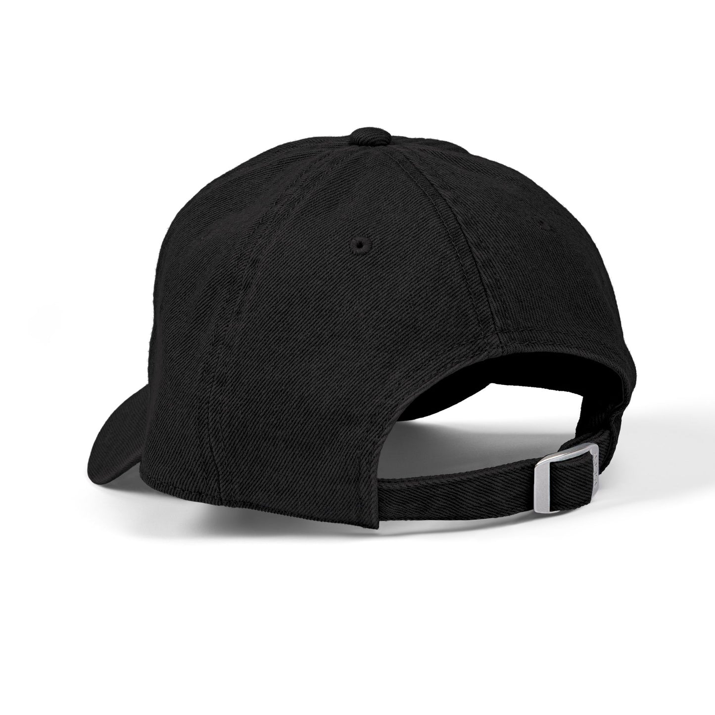 Embroidered Black Denim Hat — "Overstimulated, Con coj*nes." Statement Cap