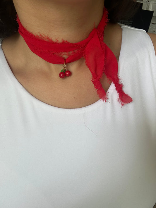 Cherry Red Choker Necklace