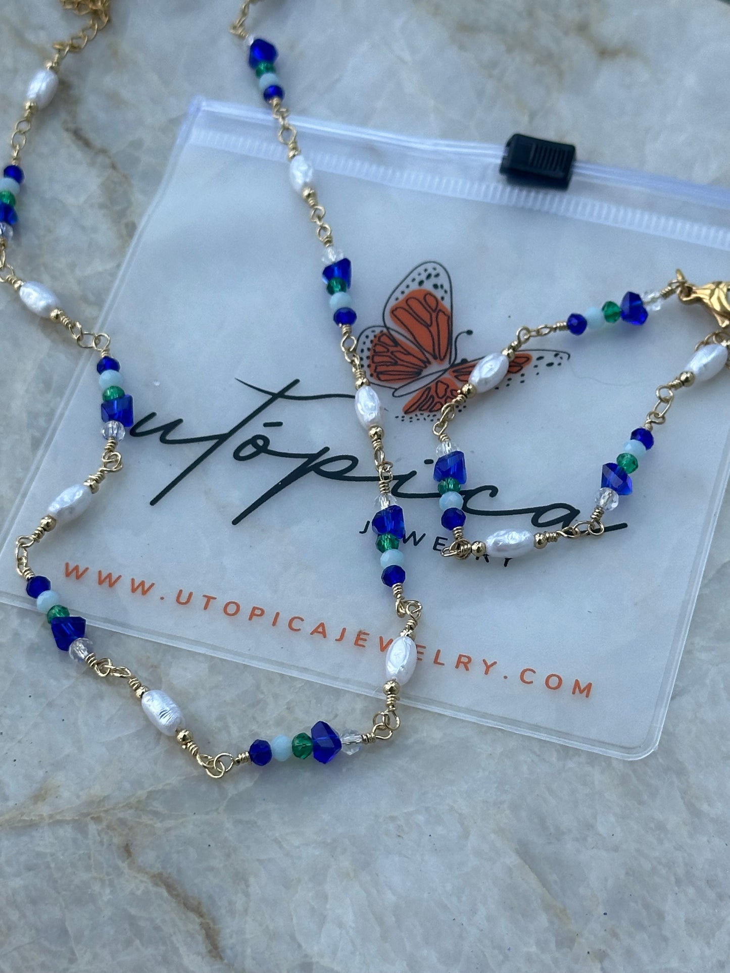 Blue Crystal Set Necklace