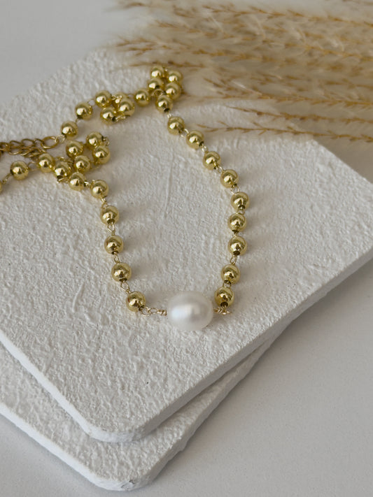 Ball Chain Pearl Necklace