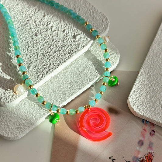Pink Spiral Necklace