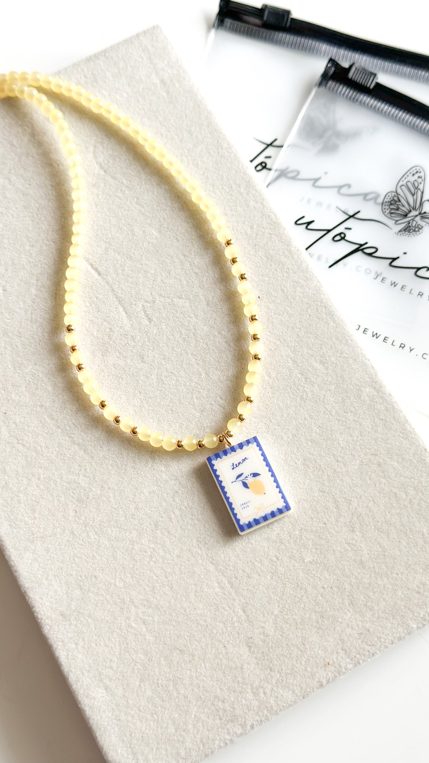 Lemon Yellow Beaded Necklace